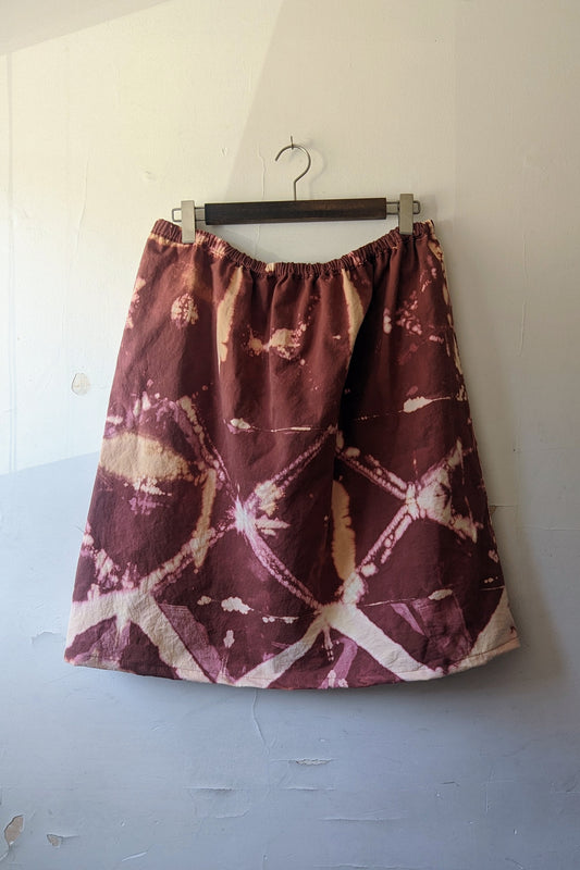 A-Line Midi Skirt in "Red Dirt Outback" Hand-Dyed, Organic Brushed Cotton (Sample Sale, size L-XL)