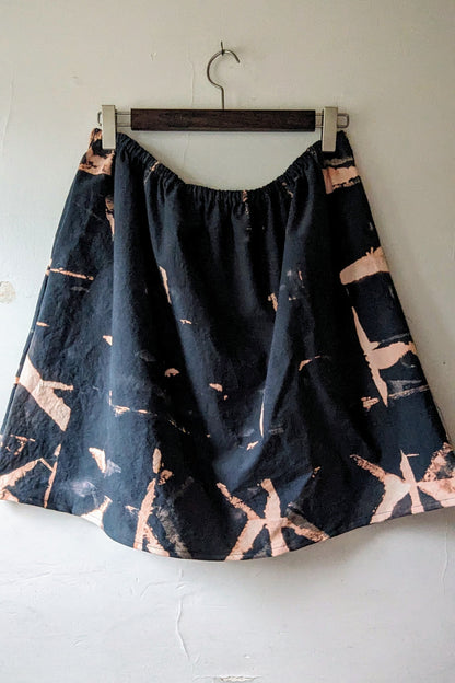 A-Line Skirt in "Lagoon Runes" Hand-Dyed, Organic Brushed Cotton By Connally Goods