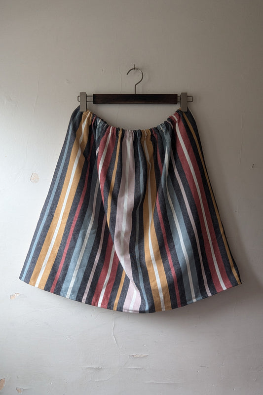 A-Line Skirt in Retro Stripe Cotton Canvas (Sample Sale, Assorted Sizes)