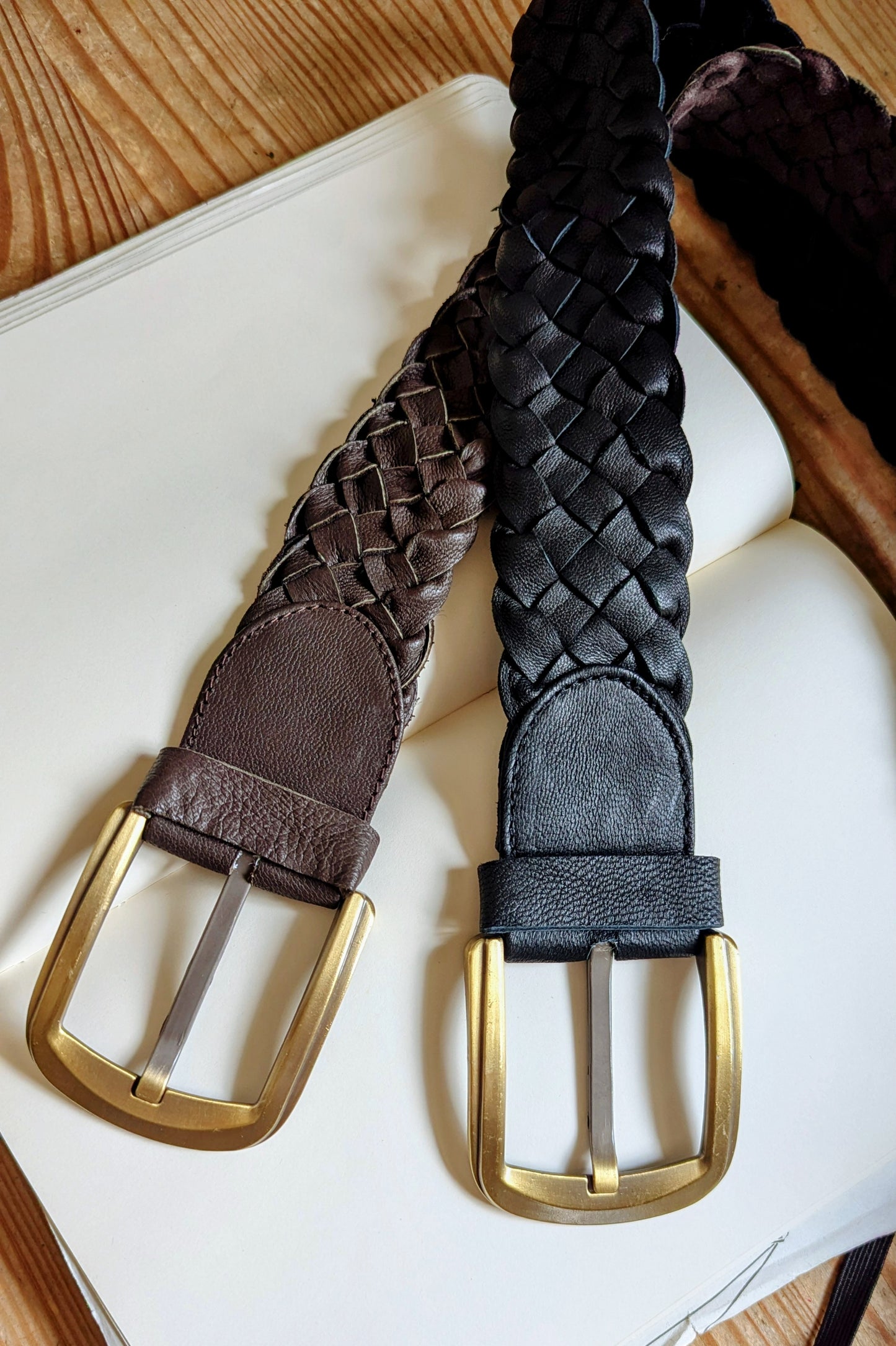 Handwoven Leather Belts - Dark Brown Leather (Extended Lengths)