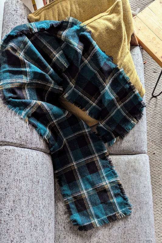 Liam Wool Scarf in Emerald Tartan