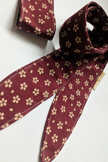 Hannah Ascot Scarf in Burgundy Floral Japanese Cotton