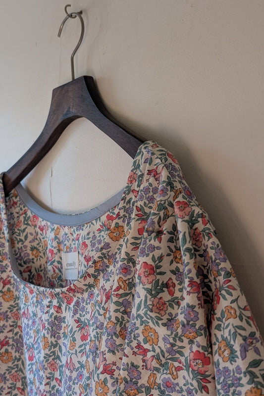 Penny Shirt with Puffed Sleeves in Lavender, Pink, Green Floral Vintage Cotton (Sample Sale, Size 3X)