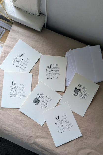 Illustrated Greeting Cards with Envelopes (Set of 6)