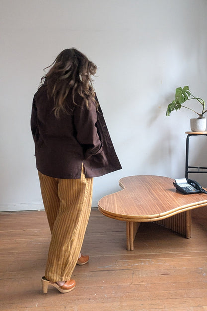 Amy Trousers in Amber Stripe Cotton-Linen