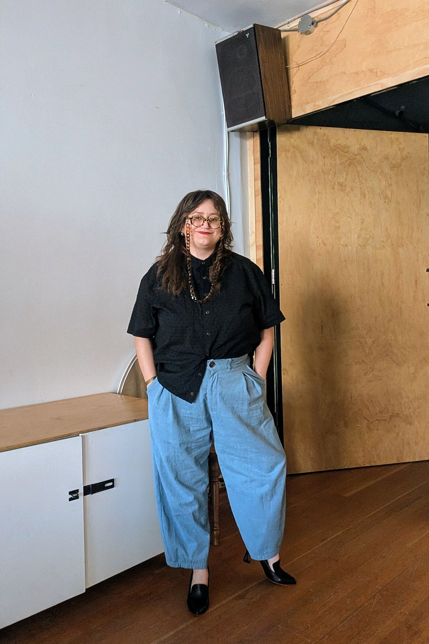 Amy Trousers in Chambray Cotton