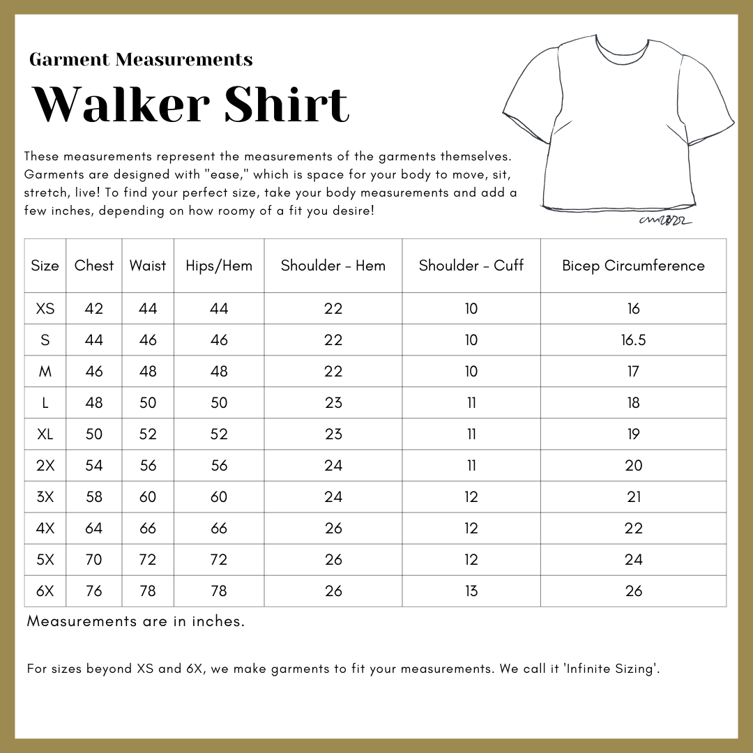 Sample Sale Walker Gender Neutral T Shirt Tencel Twill (Neroli) Size guide
