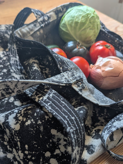 Double Strap Acid Wash Tote Bag in Japanese Raw Denim