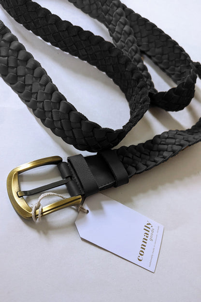 PRE-ORDER: Handwoven Leather Belts - Black Leather (Extended Lengths)