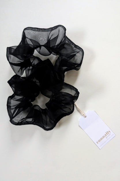 Black silk organza scrunchie by Connally Goods