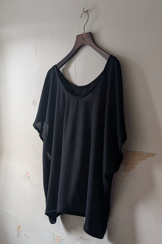 Black Knit Slouch Top in Cotton-Bamboo Blend