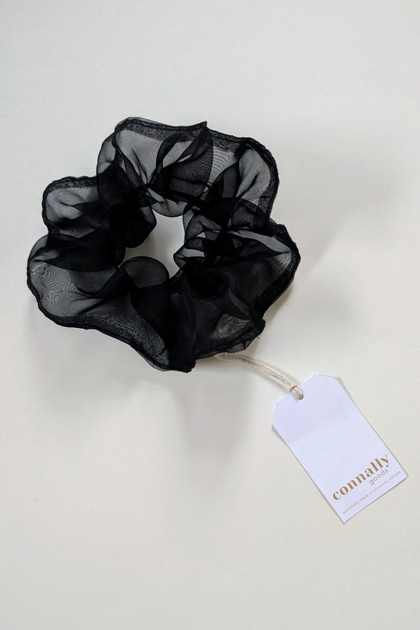 Black silk organza scrunchie by Connally Goods