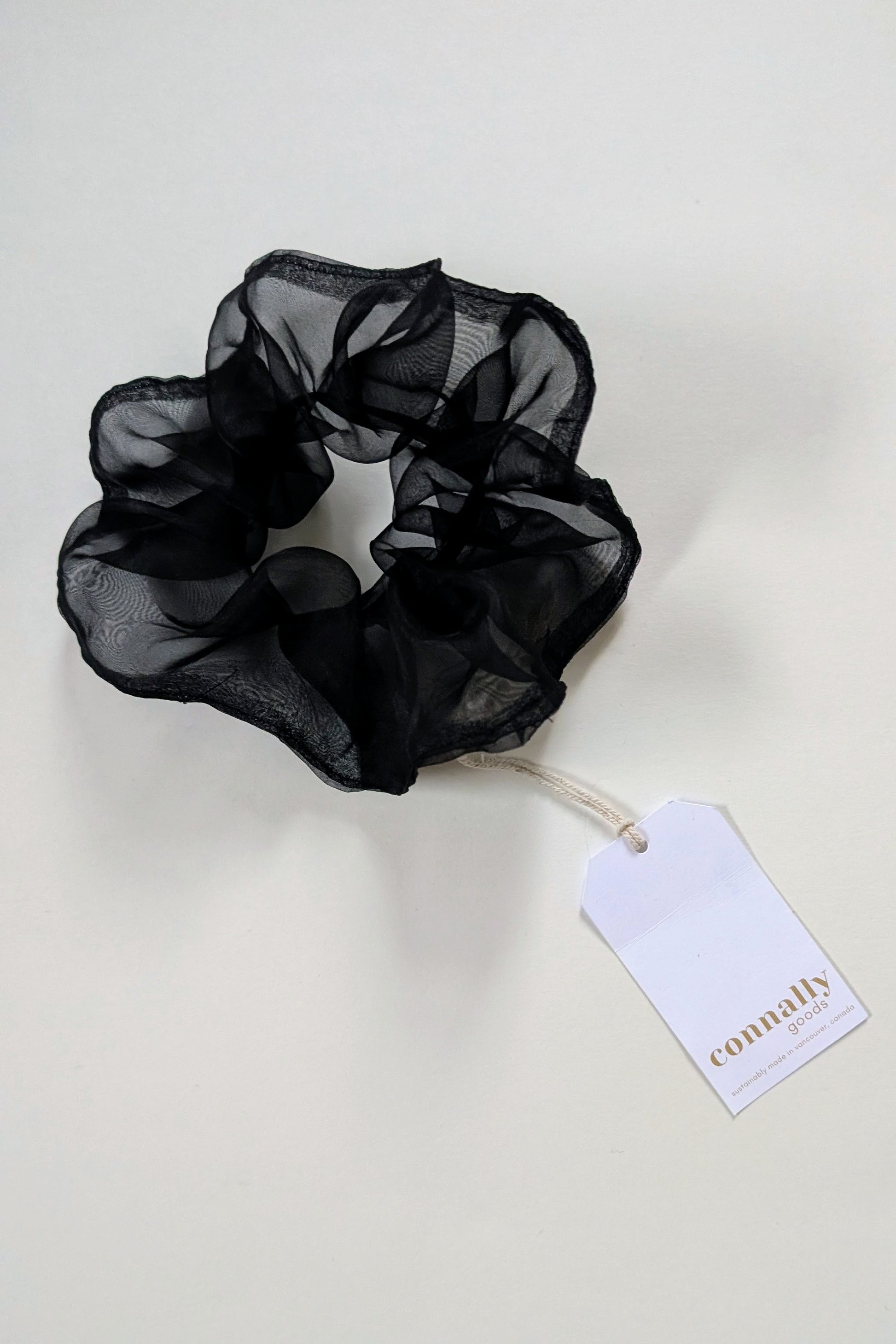 Black silk organza scrunchie by Connally Goods