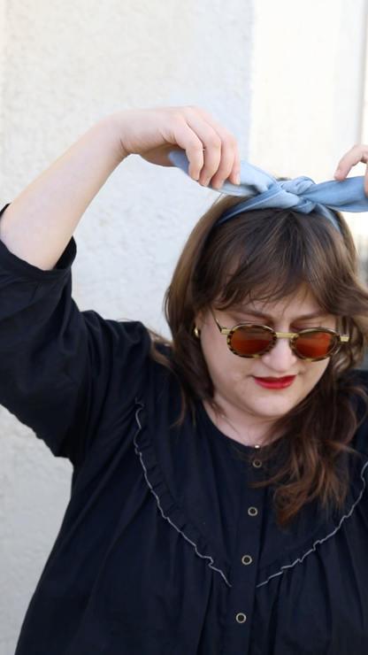 Hannah Ascot Scarf in Chambray Cotton