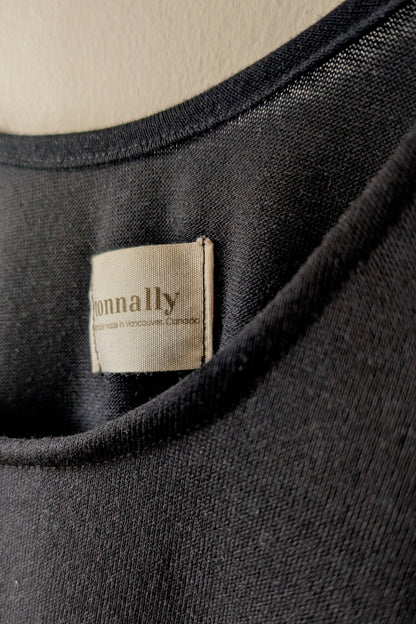 Black Knit Slouch Top in Cotton-Bamboo Blend