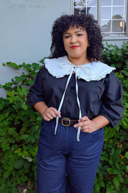 Exaggerated Ruffle Collar in Cotton Poplin