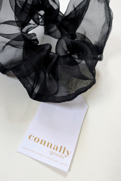 Black silk organza scrunchie by Connally Goods