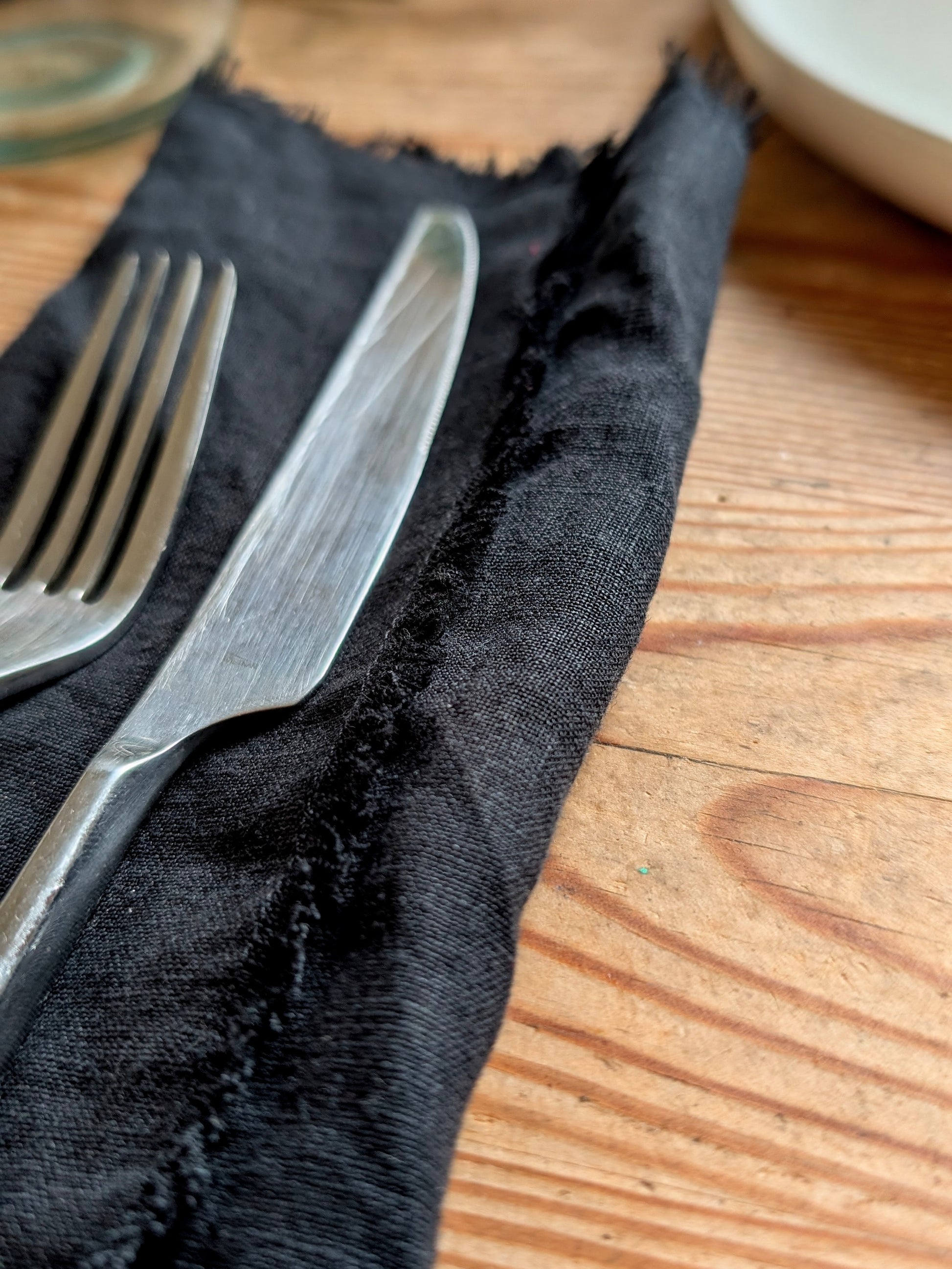 Black linen napkin