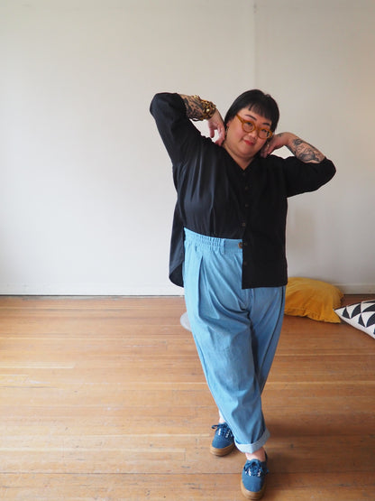 Amy Trousers in Chambray Cotton