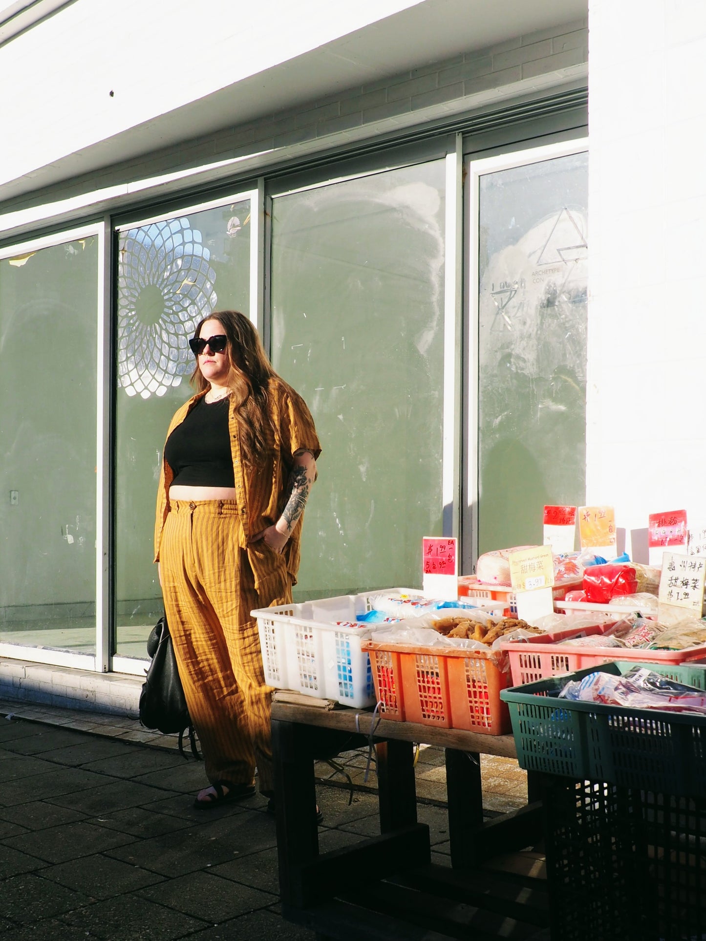 Amy Trousers in Amber Stripe Cotton-Linen