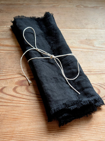 Black linen napkin