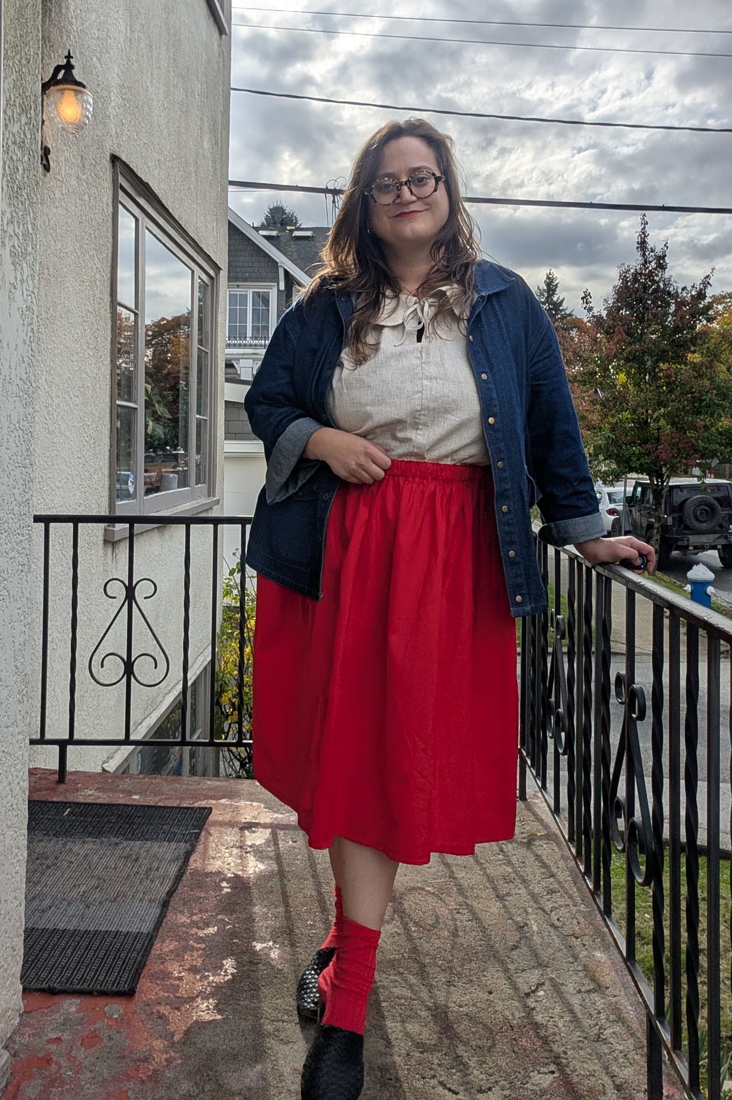 Midi Skirt in Red