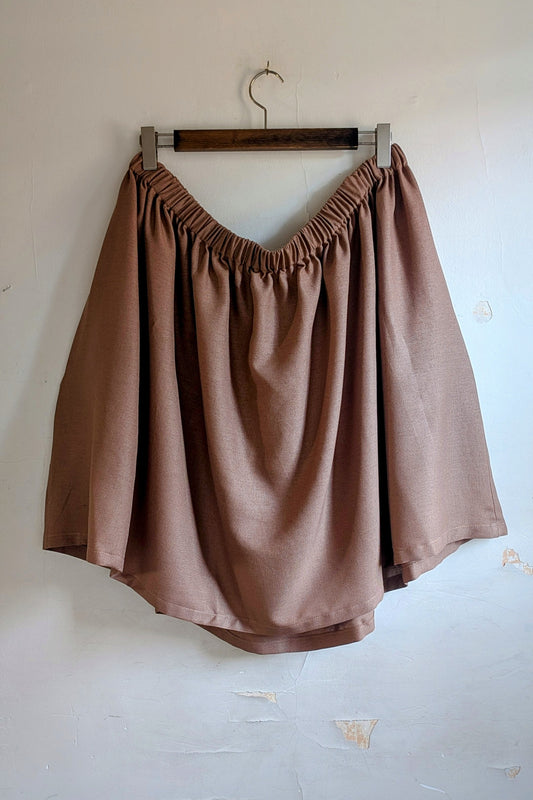 A-Line Twirly Skirt in Tawny Nutmeg Linen (Sample Sale, size XL-2X)