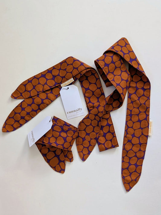 Hannah Ascot Scarf in "Boogie Nights" Polka Dot Cotton