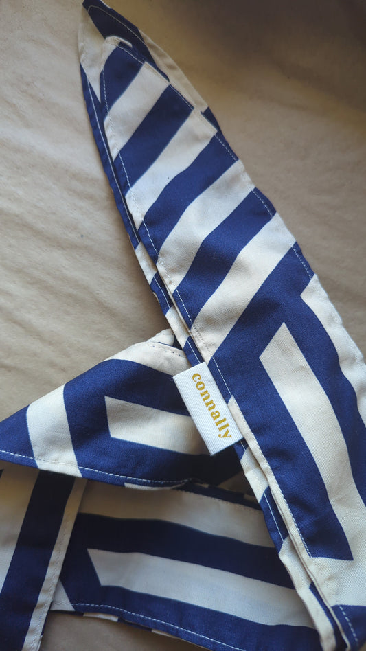 Custom Juxtaposed Navy Stripe Cotton Poplin Sash