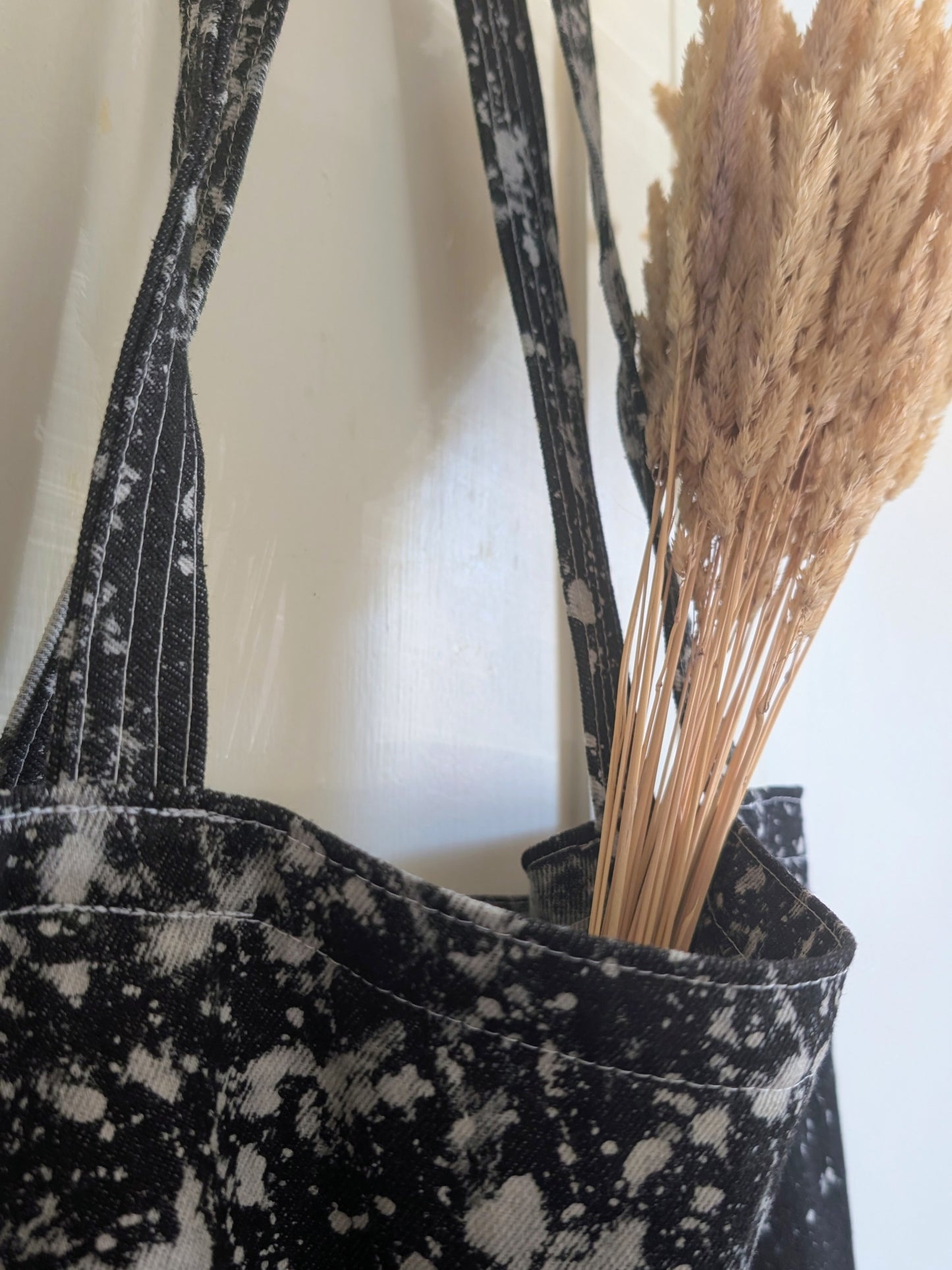 Double Strap Acid Wash Tote Bag in Japanese Raw Denim