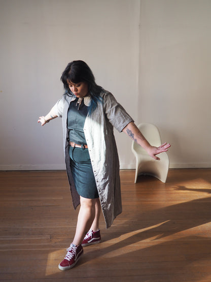 Ava Shirt Dress in Striped Cotton-Linen