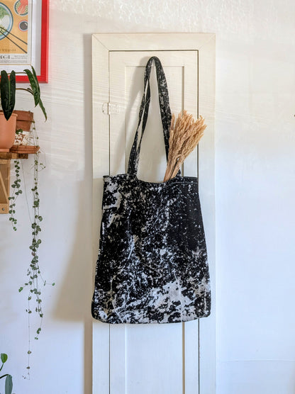 Double Strap Acid Wash Tote Bag in Japanese Raw Denim