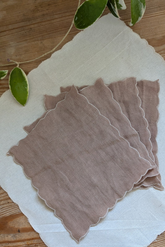 Linen Scalloped-Edge Cocktail Napkins by Connally Goods