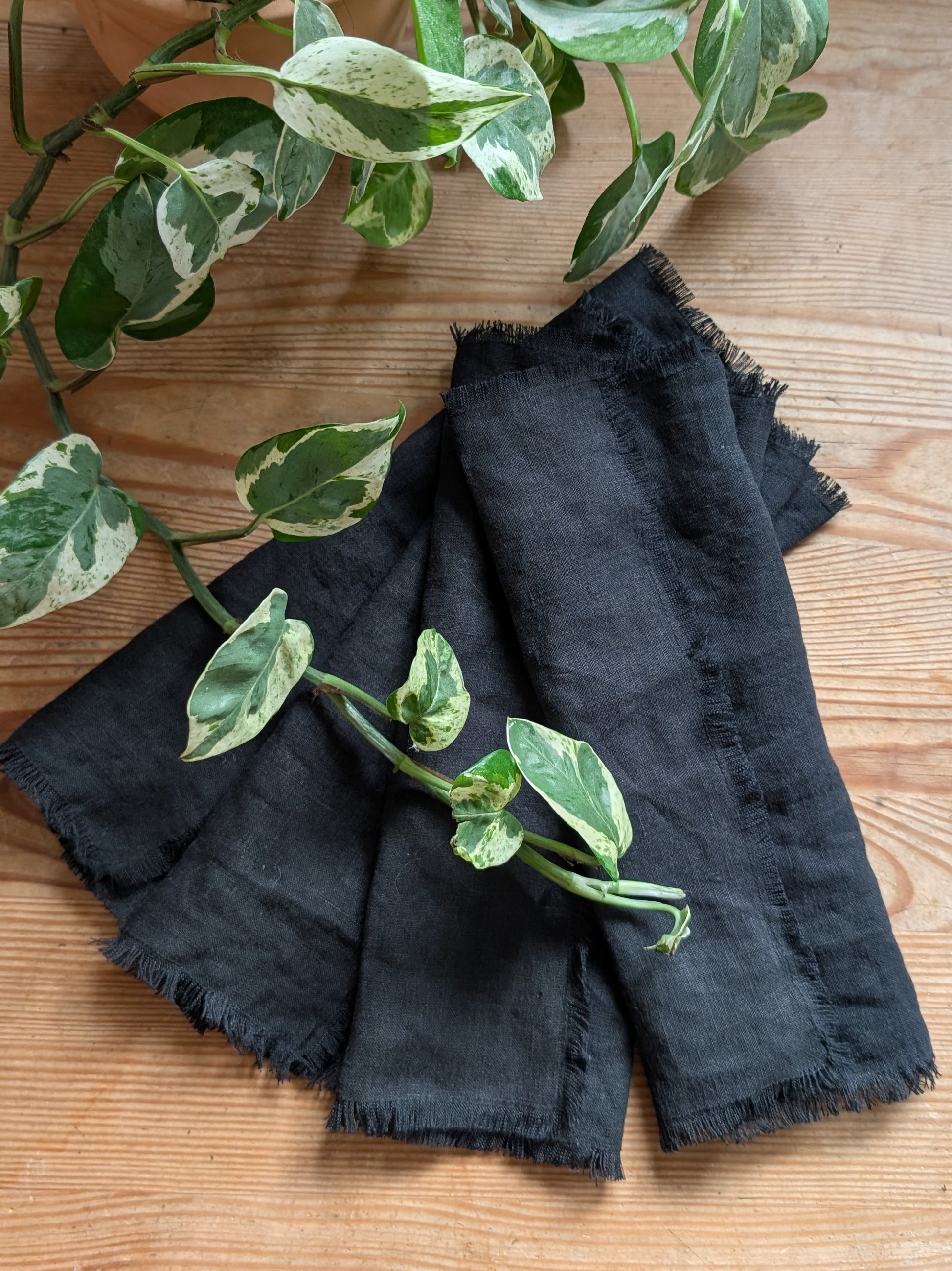 Black linen napkin